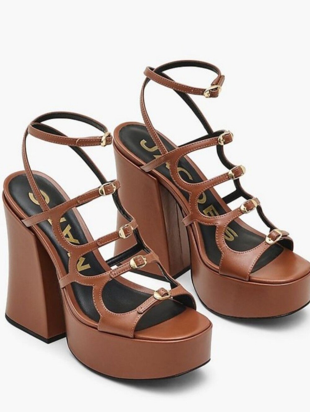 Marc Jacobs Kiki Platform Sandals  cognac brown leather Brand new Size 37/6.5